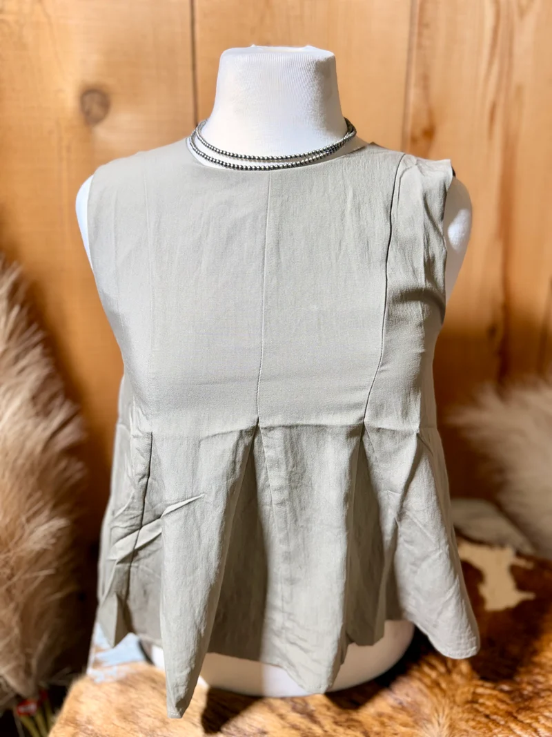Pleated Tank - Olive