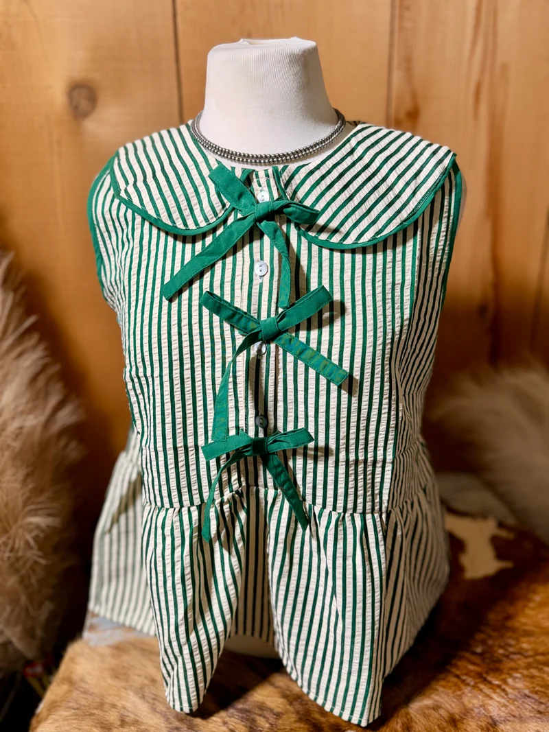 Striped Bow Tank - Green