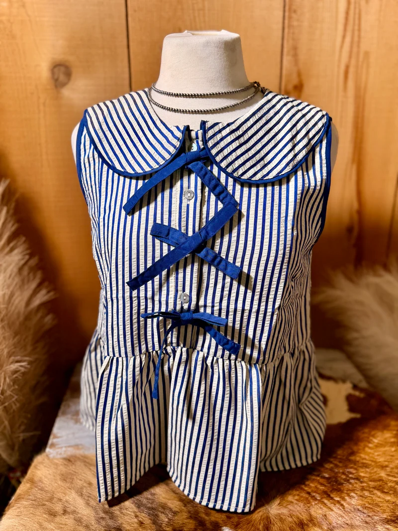 Striped Bow Tank - Blue