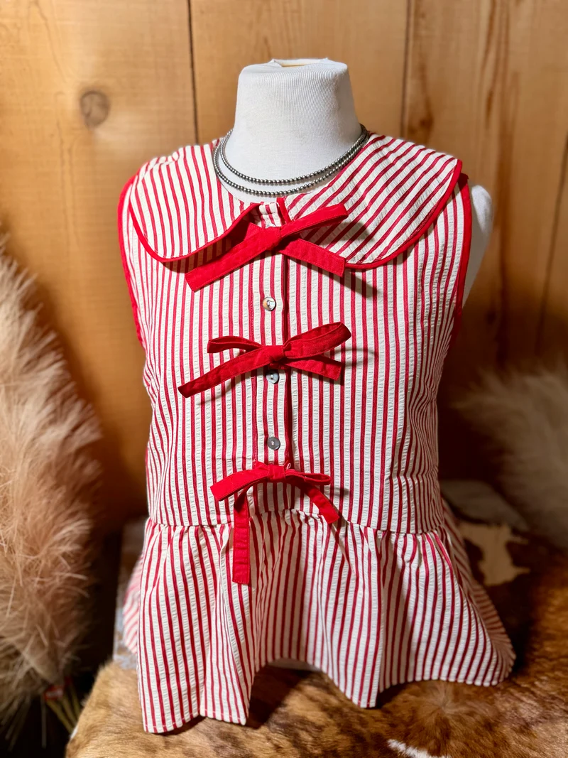 Striped Bow Tank - Red
