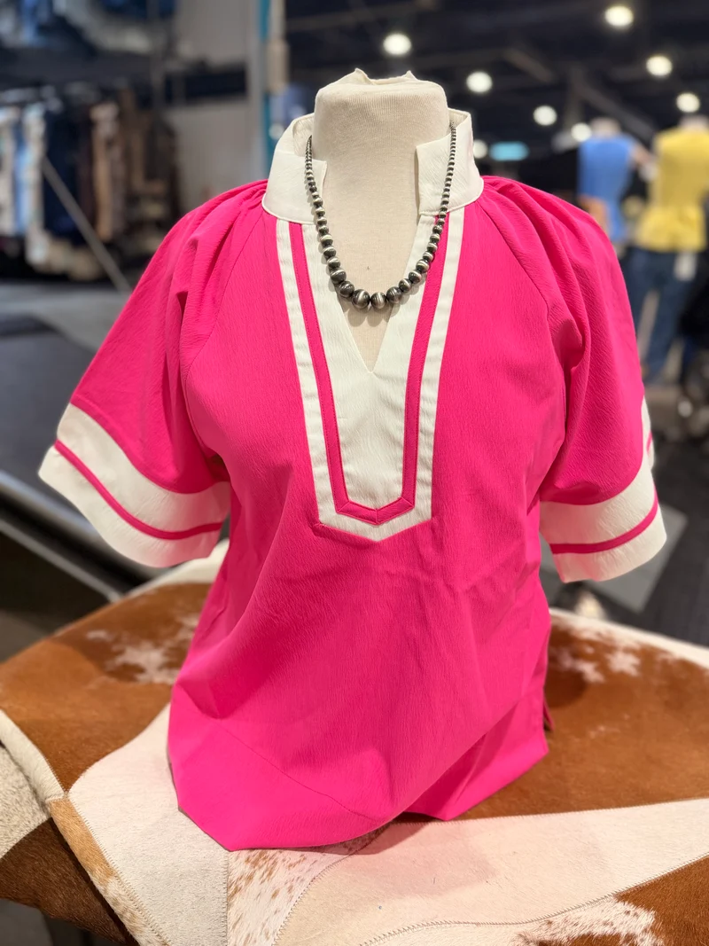 Pink / White Block Top