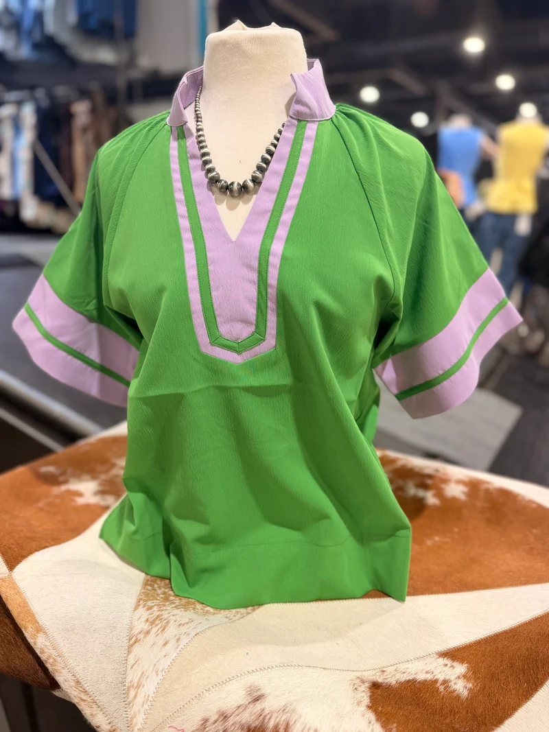 Green / Lavender Block Top