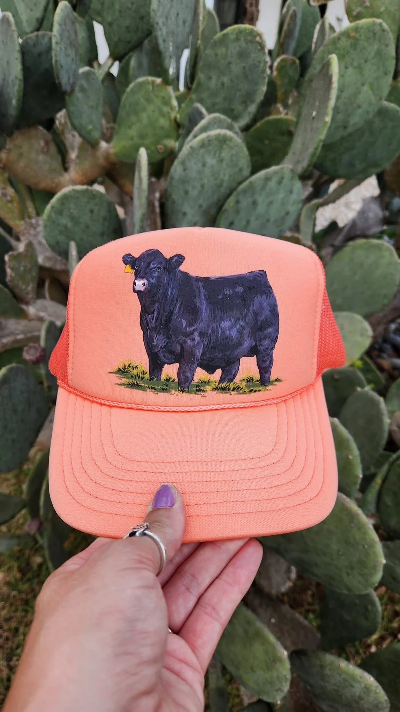 Angus Show Bull Coral Trucker Hat
