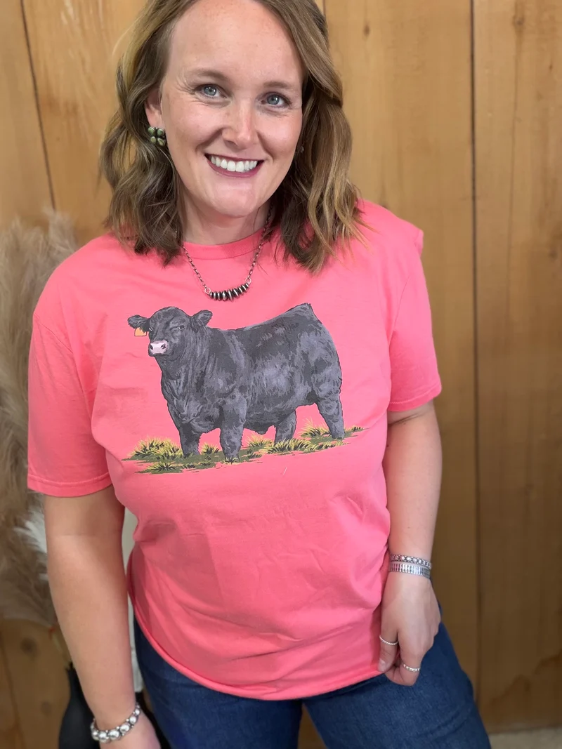 Angus Show Bull Coral Tee