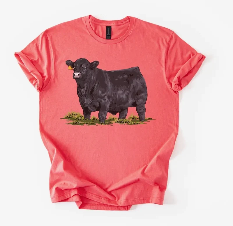 Angus Show Bull Coral Tee
