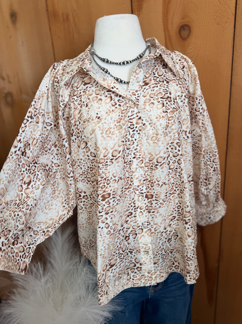 Snake Print 3/4 Sleeve Top