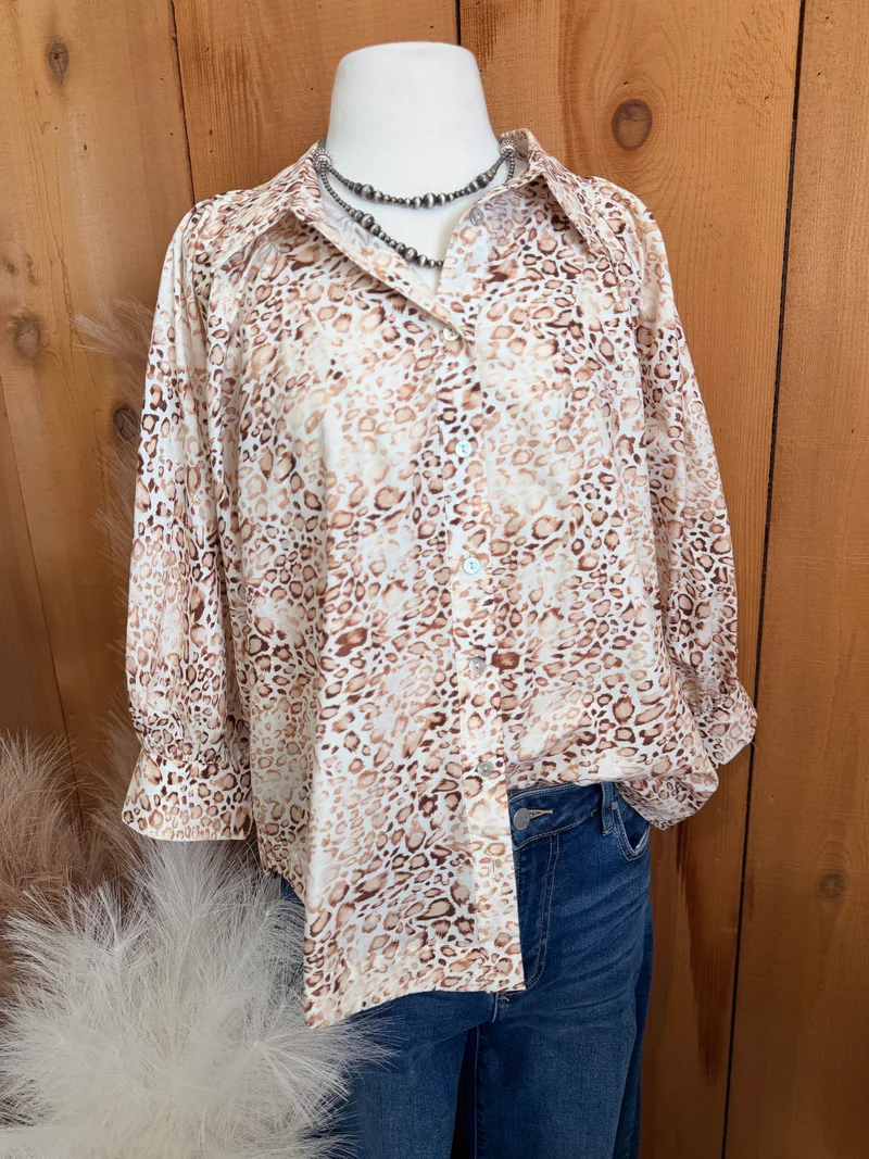 Snake Print 3/4 Sleeve Top