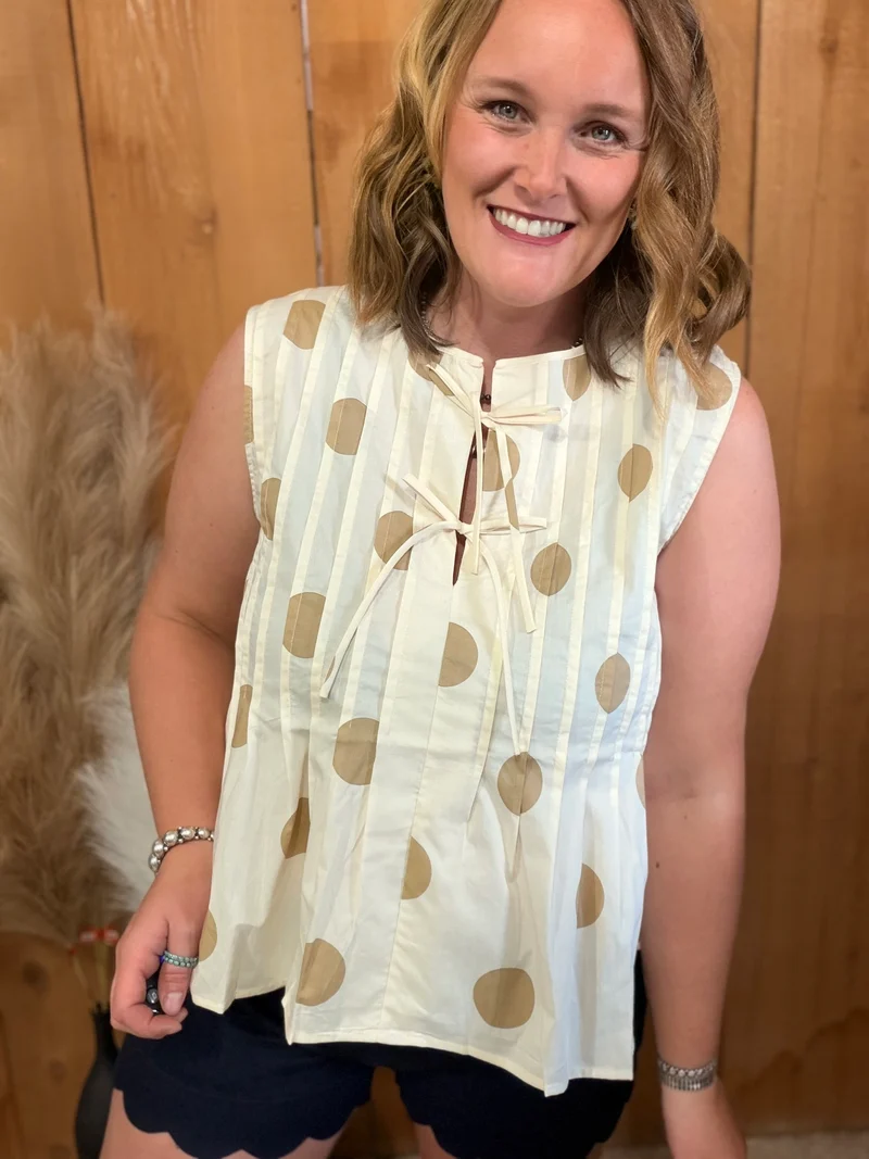 Taupe Polka Dot Tank