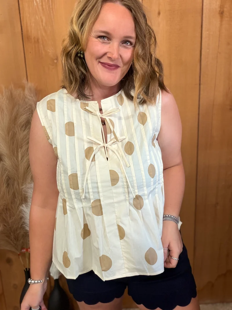 Taupe Polka Dot Tank