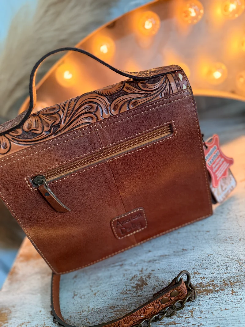 Hand Tooled Leather Crossbody Bag