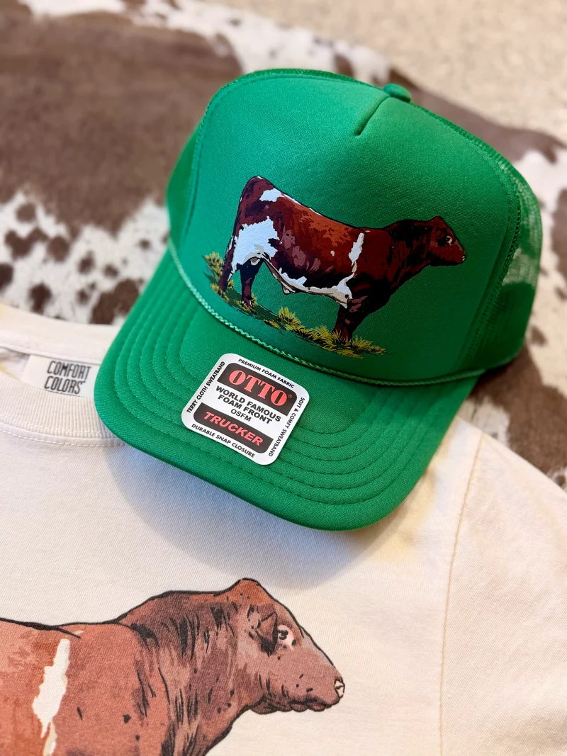 Shorthorn Bull Green Trucker Hat