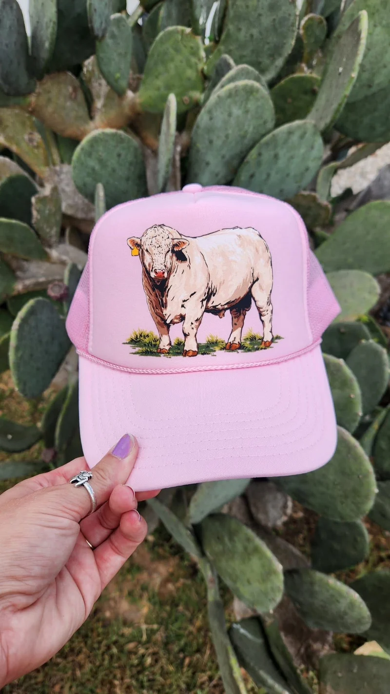 Charolais Bull Pink Trucker Hat