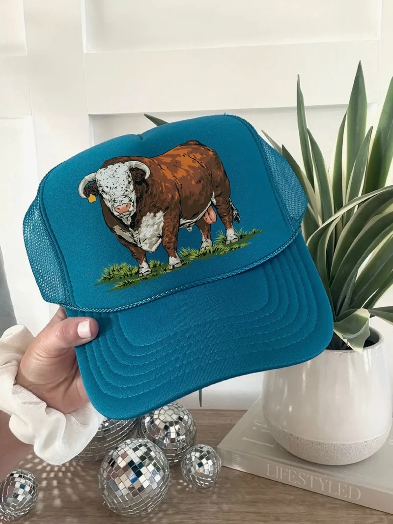 Hereford Bull Teal Trucker Hat