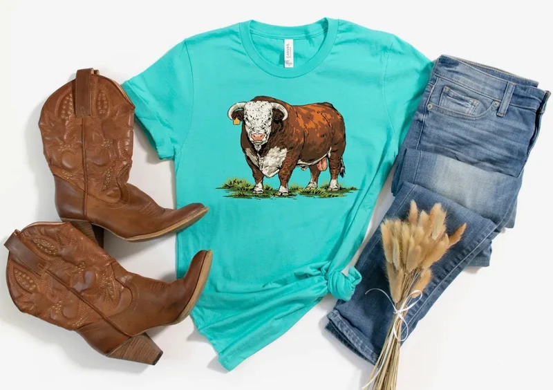 Hereford Bull Turquoise Tee