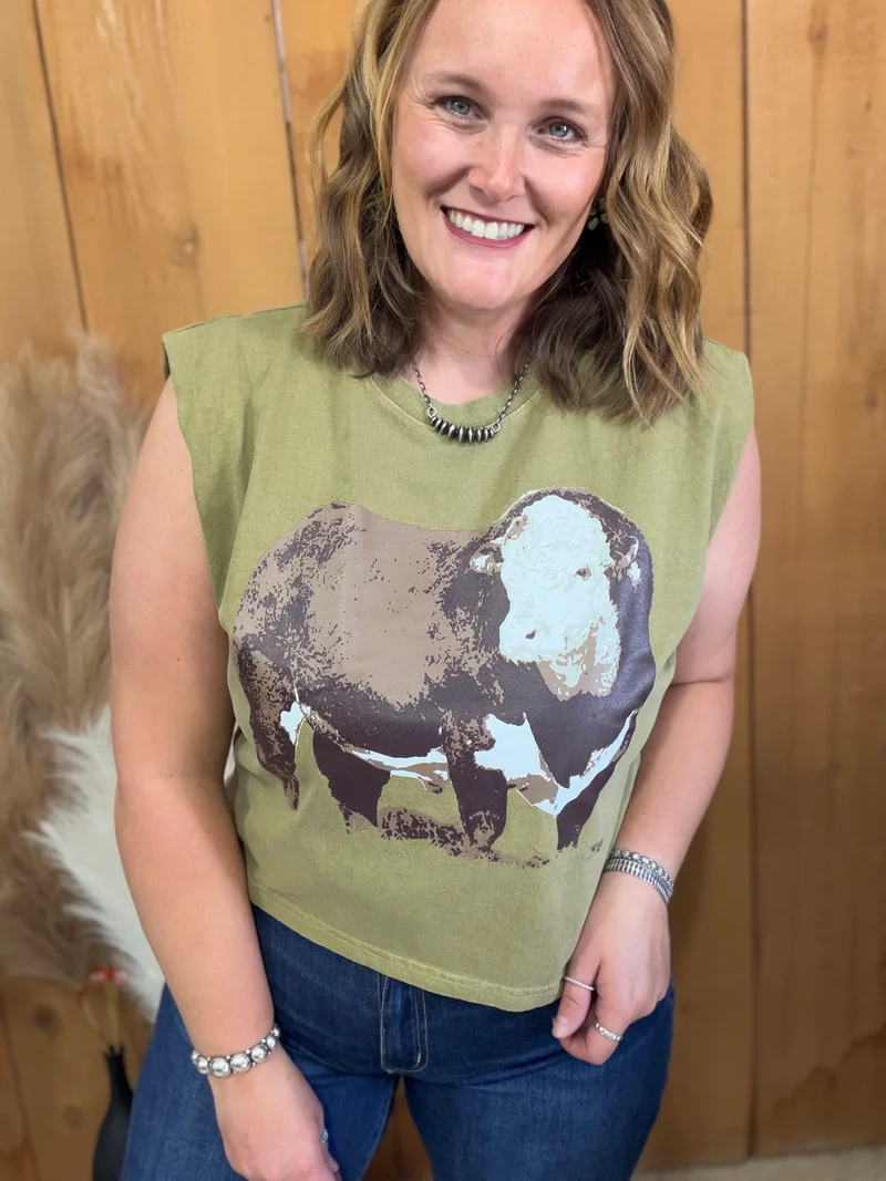 Herfy Hereford Olive Boxy Tank