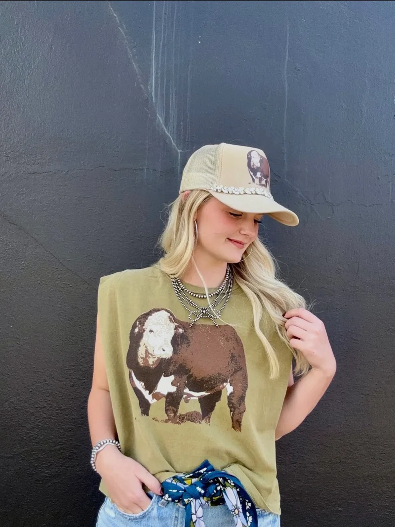Herfy Hereford Olive Boxy Tank