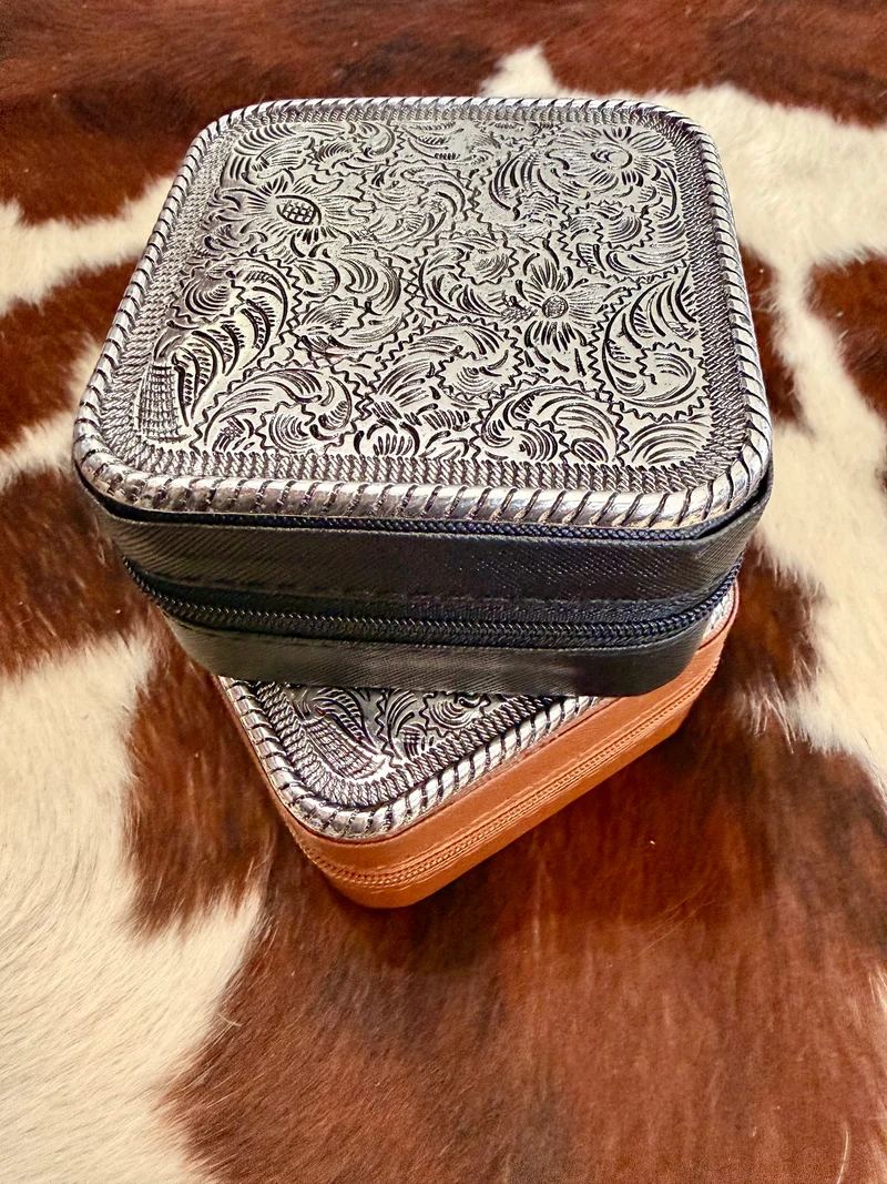 Western Metal Top Jewelry Box