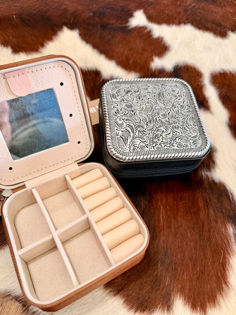 Western Metal Top Jewelry Box