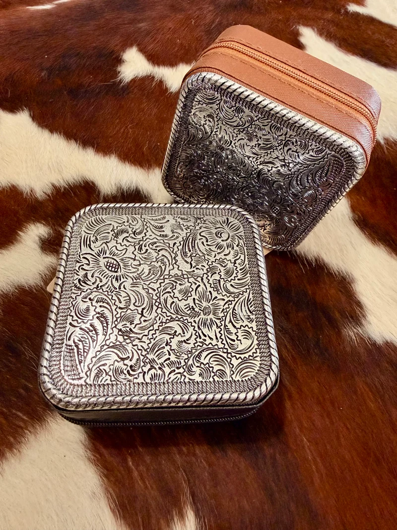 Western Metal Top Jewelry Box
