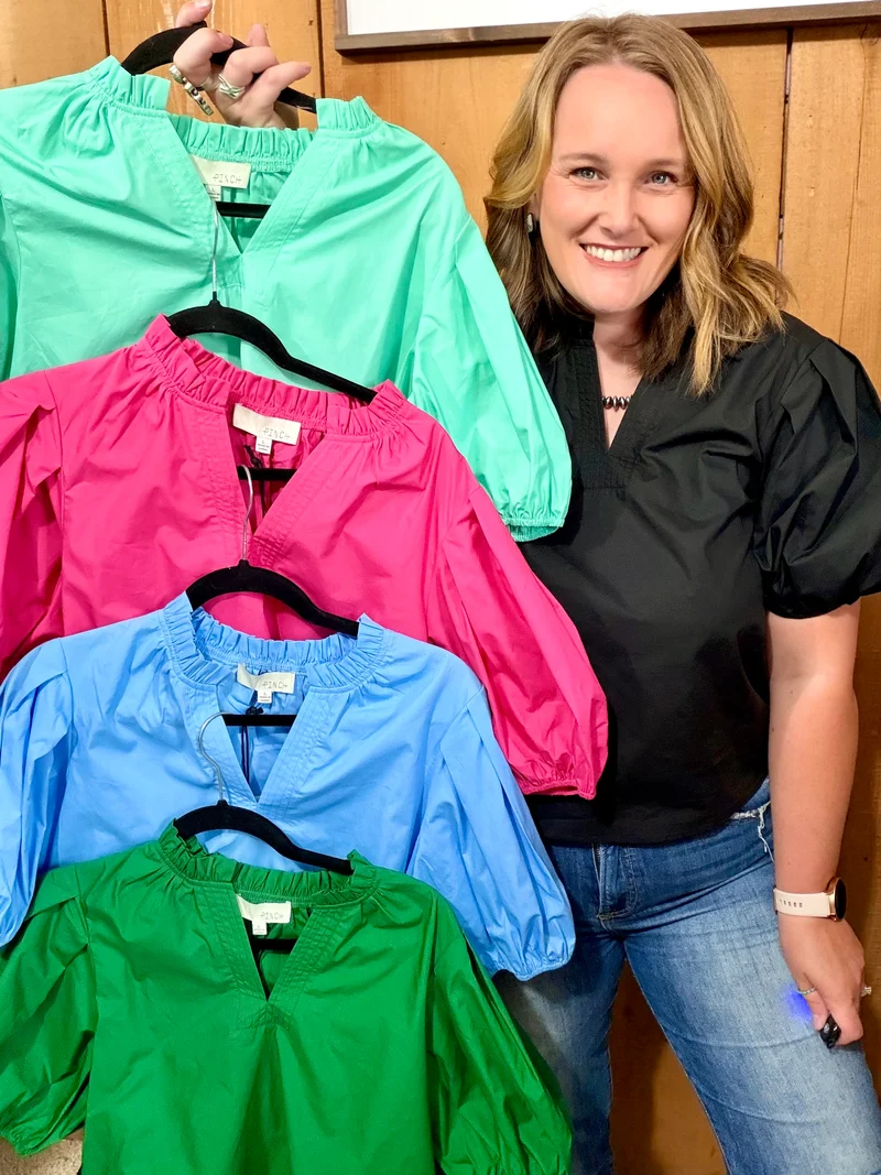 V Neck Puff Sleeve Tops *5 colors