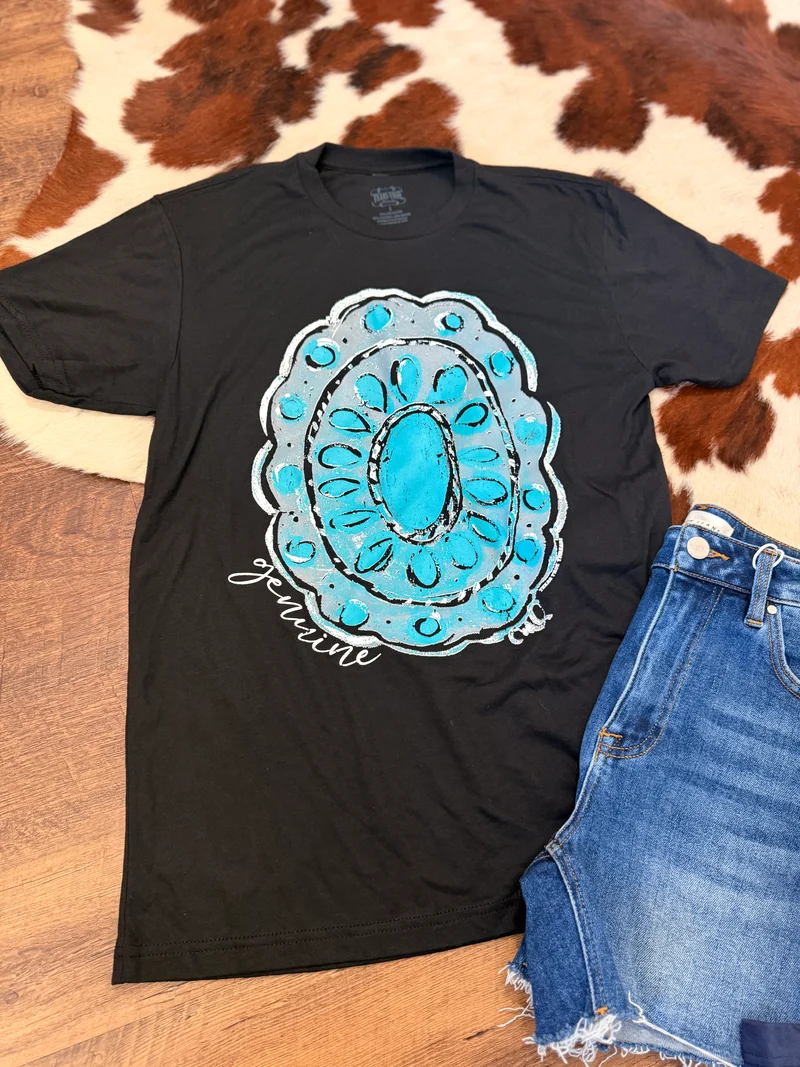 Turquoise Concho Black Tee