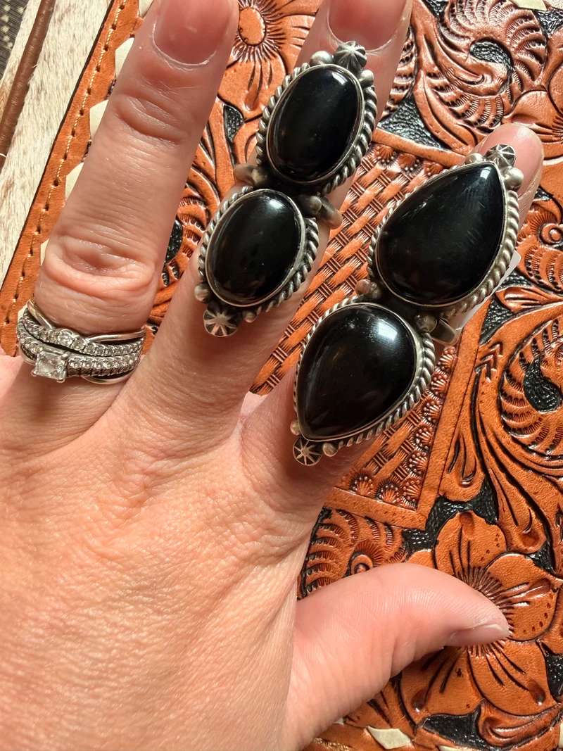 Black Onyx Adjustable Rings