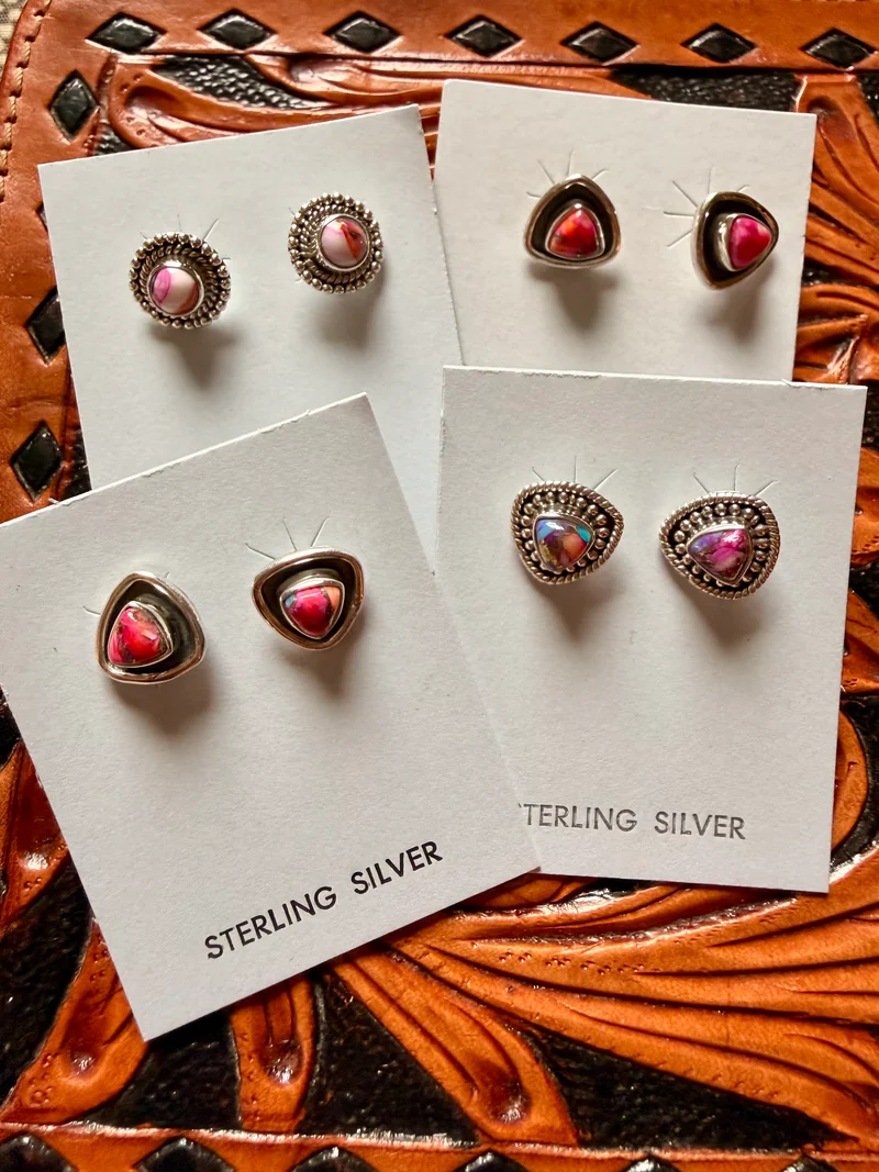 Pink Dahlia Stud Earrings