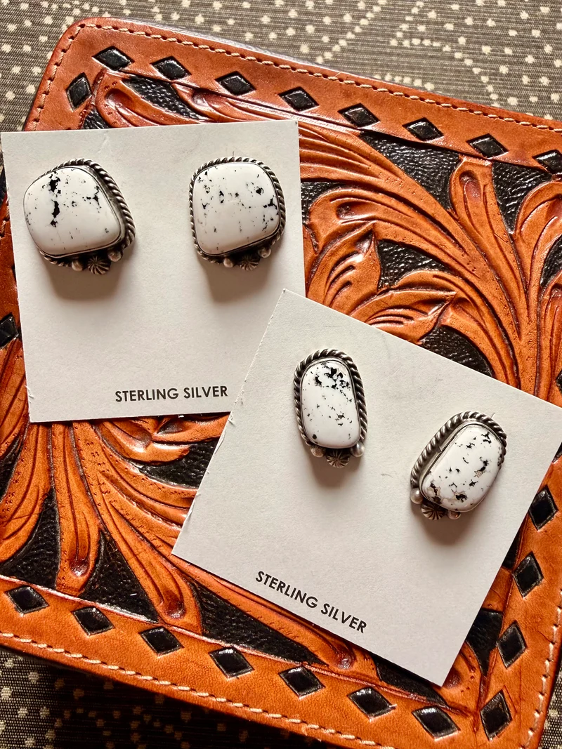 White Buffalo Stud Earrings