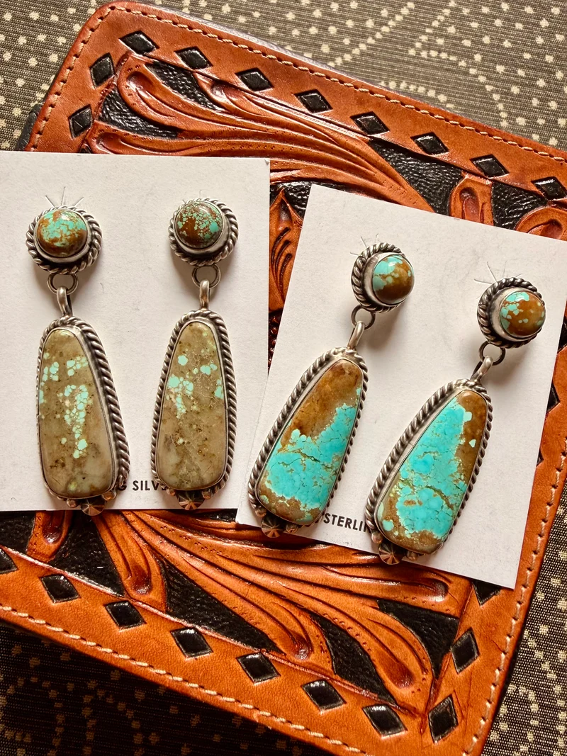 #8 Turquoise Dangle Post Earrings