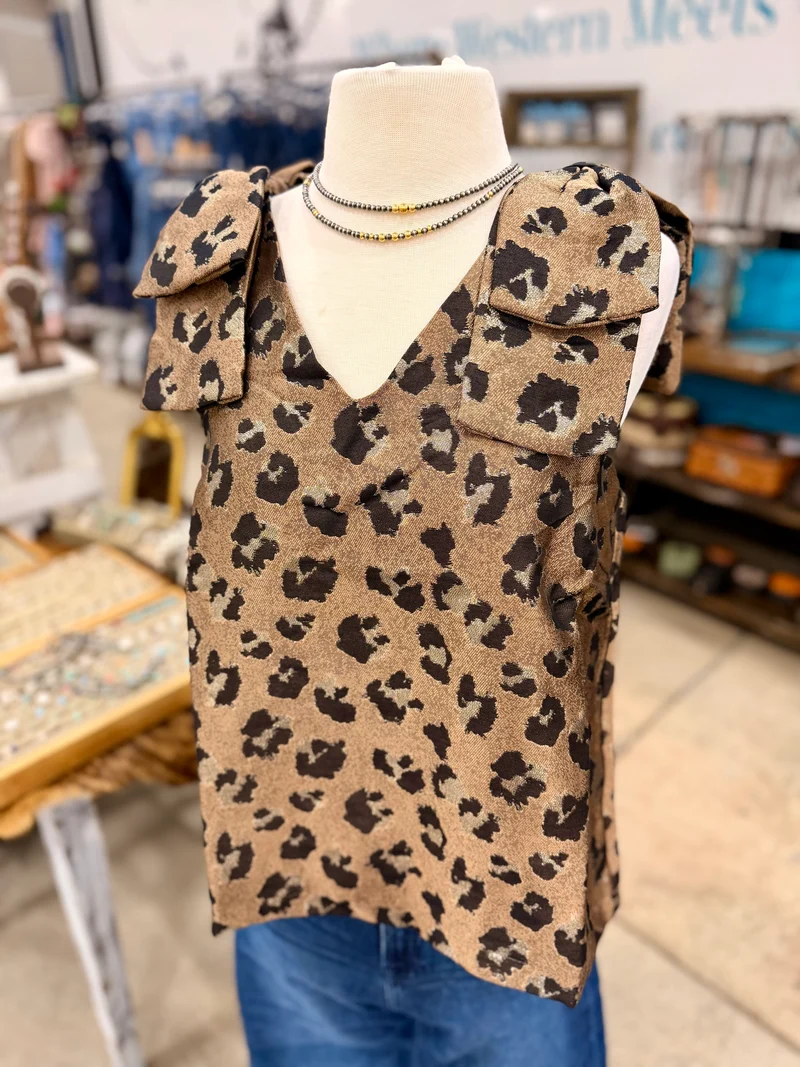 Leopard Bow Shoulder Tank