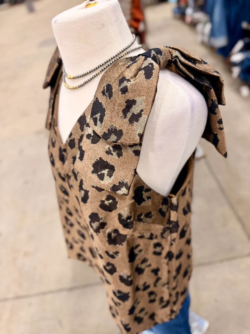Leopard Bow Shoulder Tank