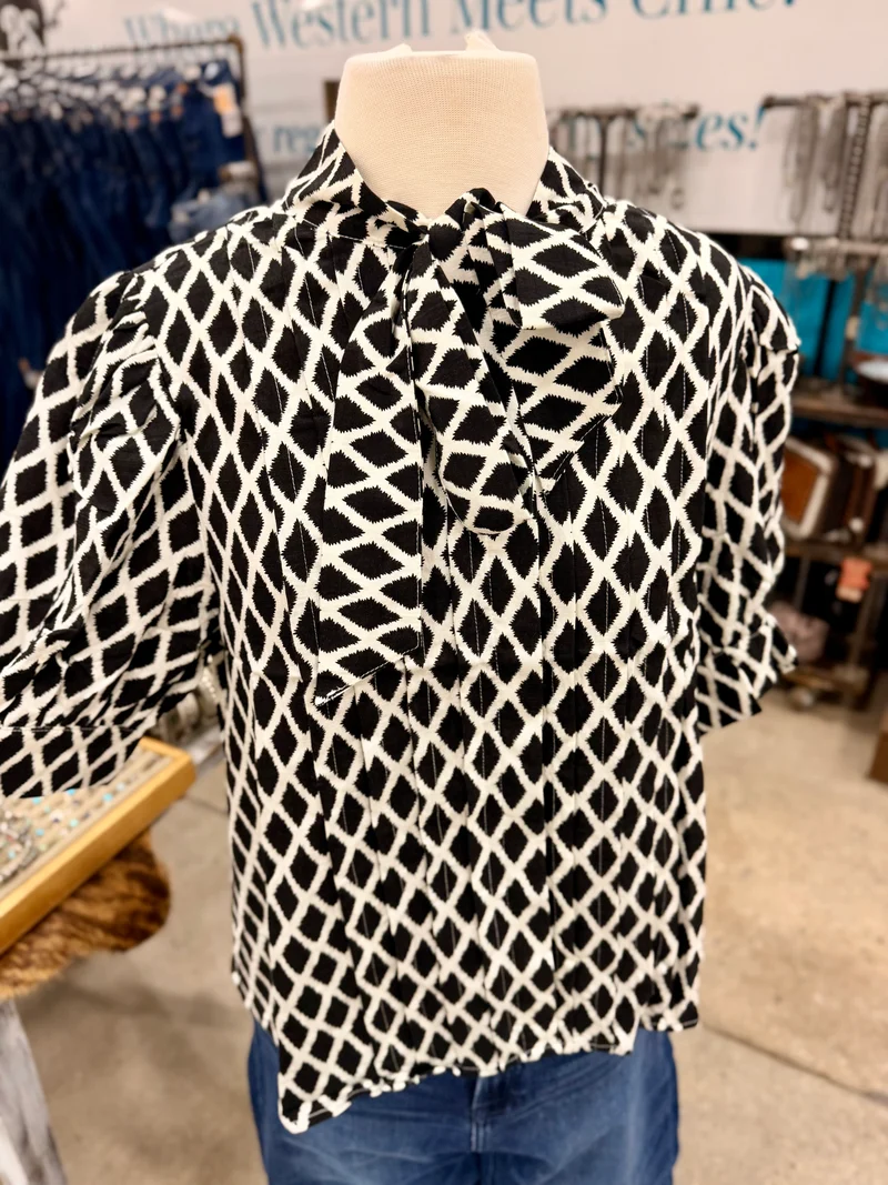 Black Diamond Bow Tie Top