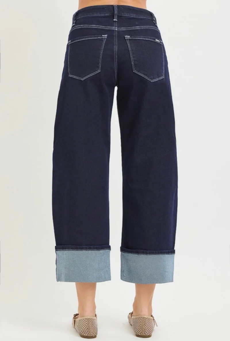 Risen Crop Barrel Jeans