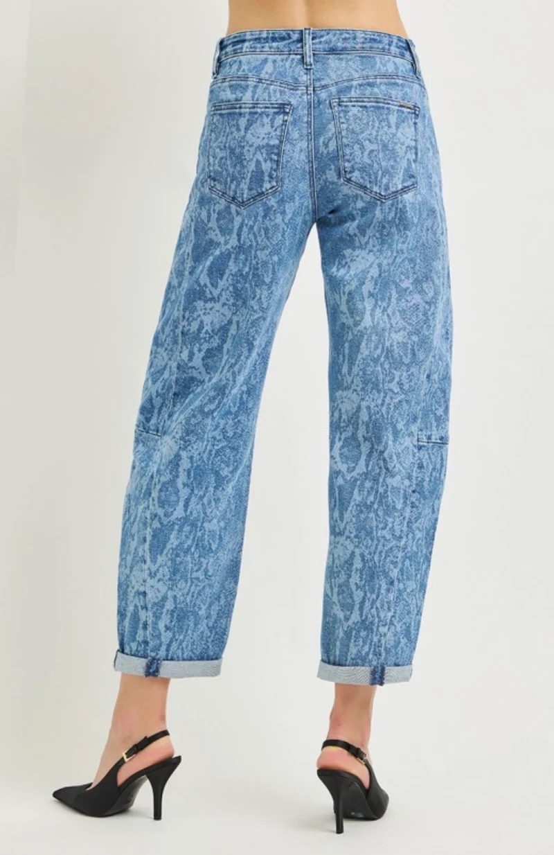 Risen Python Barrel Cropped Jeans