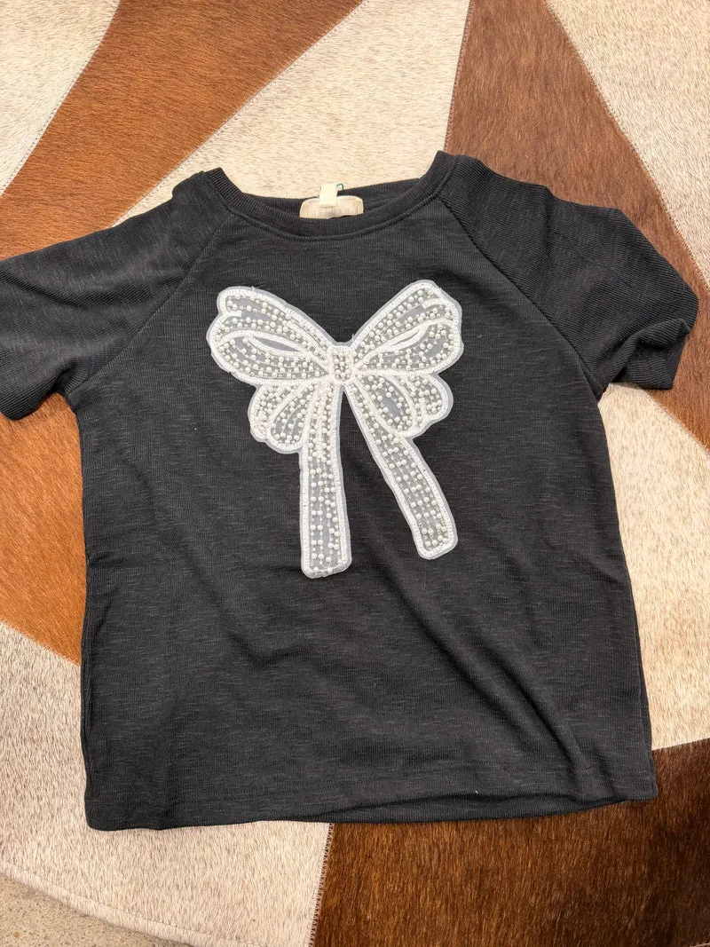Girls Pearl Bow Top