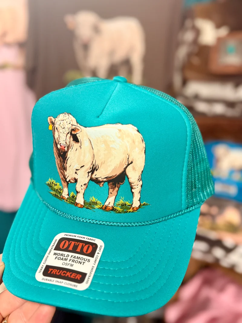 Charolais Bull Teal Trucker Hat
