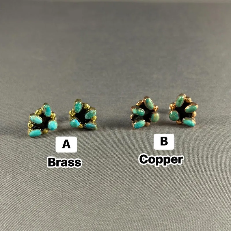 Turquoise Mini Half Cluster Stud Earrings