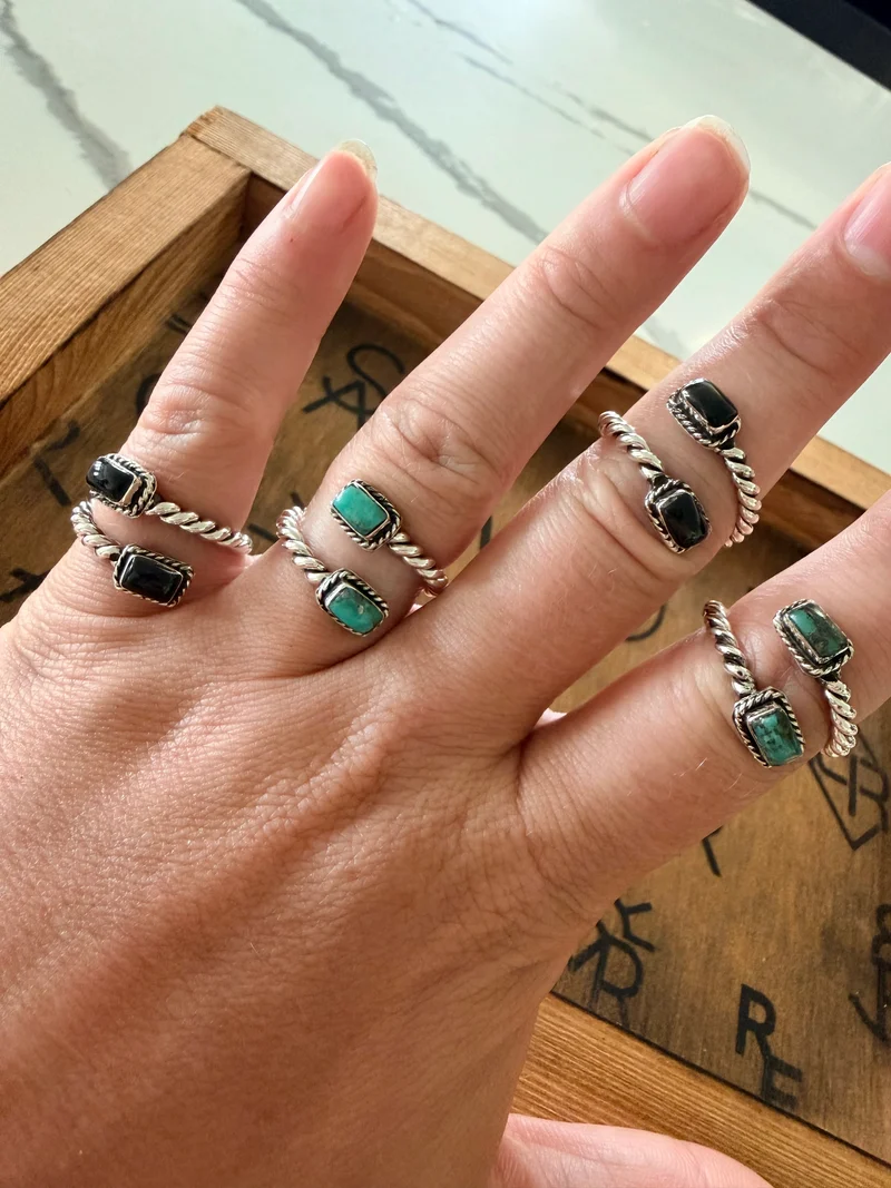Sterling Silver Rope Adjustable Ring