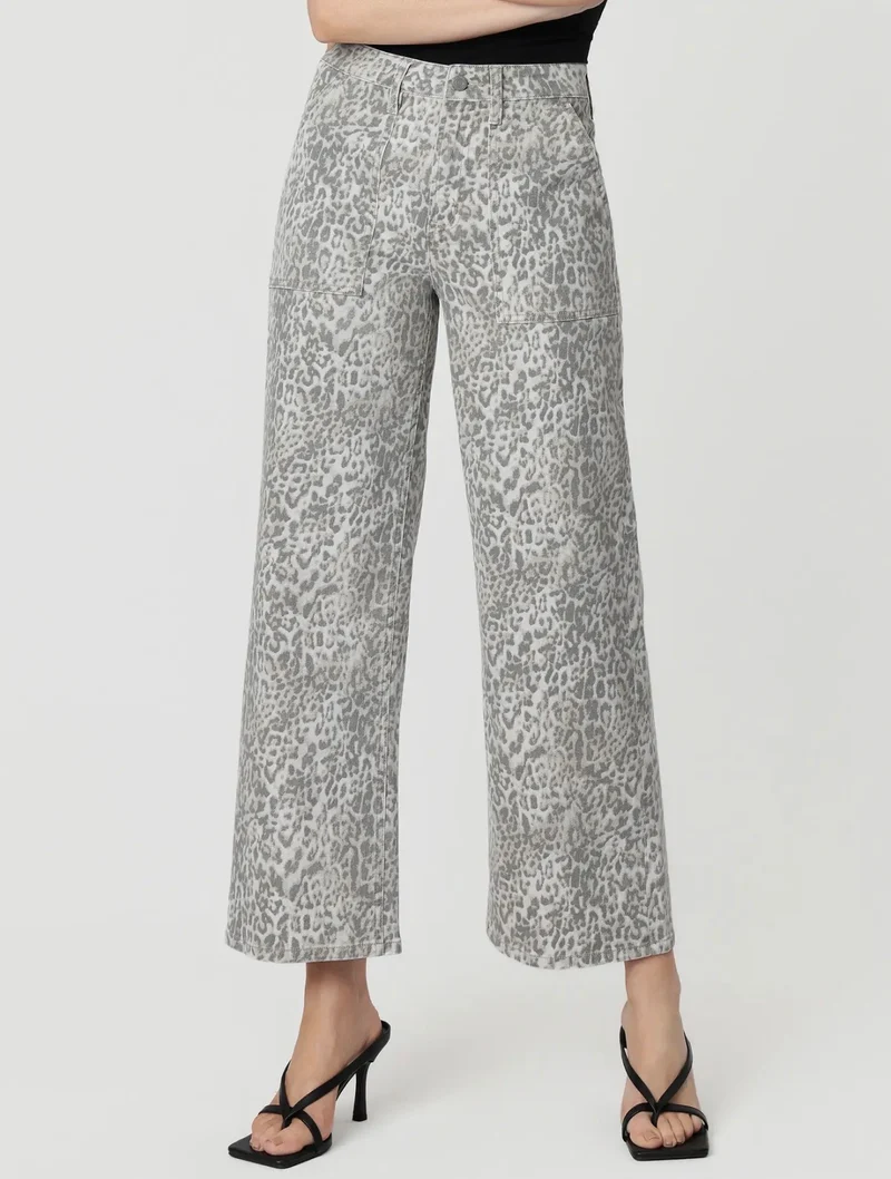 Light Leopard Wide Leg Jeans