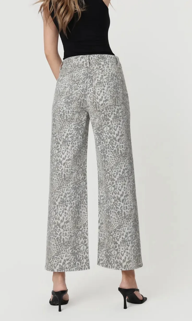 Light Leopard Wide Leg Jeans