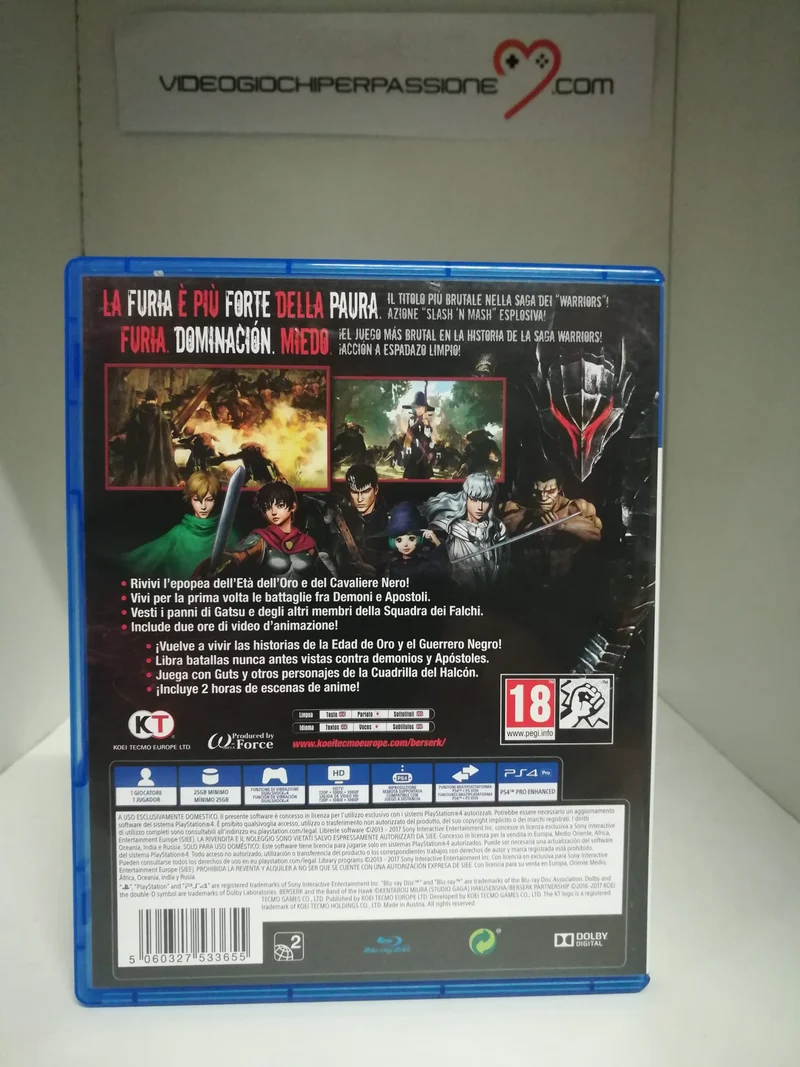 BERSERK AND THE BAND OF THE HAWK PS4 (usato garantito)(versione italiana, spagnola)