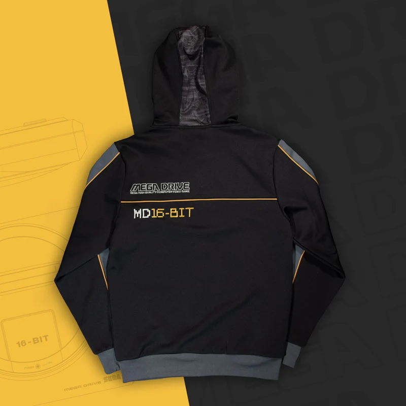 Felpa con cappuccio nera ufficiale SEGA Mega Drive 'MD16-Bit' (unisex)