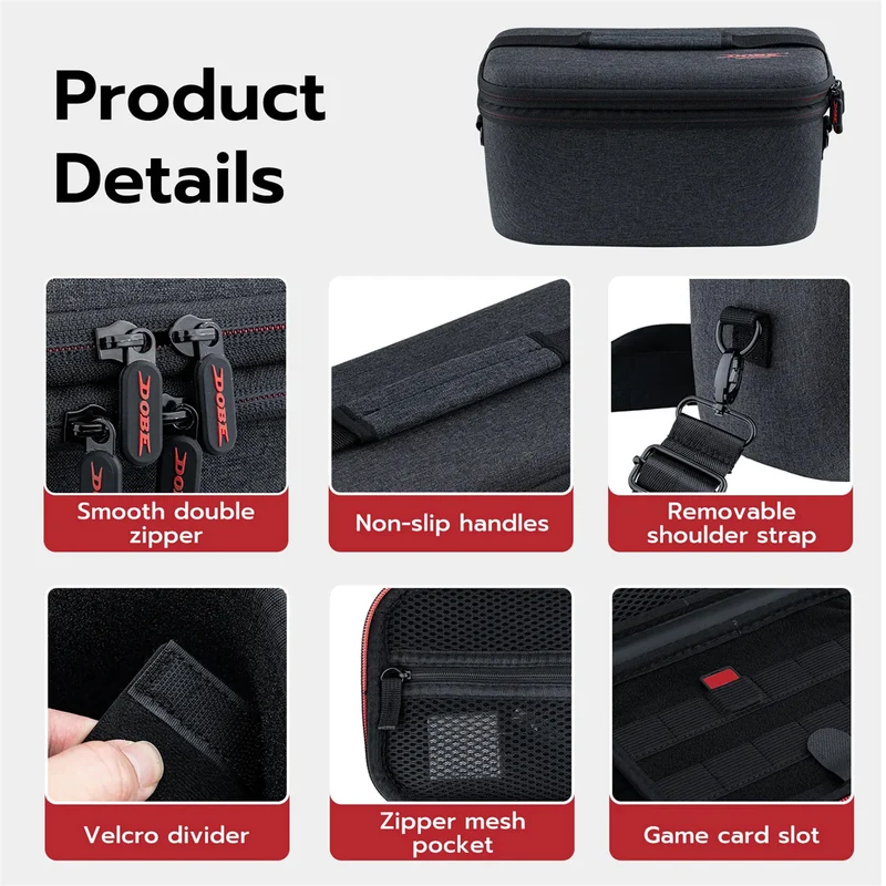 DOBE Travel Storage Case Exrtra Large Black with Game Card Box for Nintendo Switch 2
