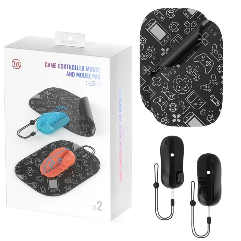 JYS Game Controller Mouse Stand with Mouse Pad (Black) for Nintendo Switch 2 Joy-Con (Set of 2)
