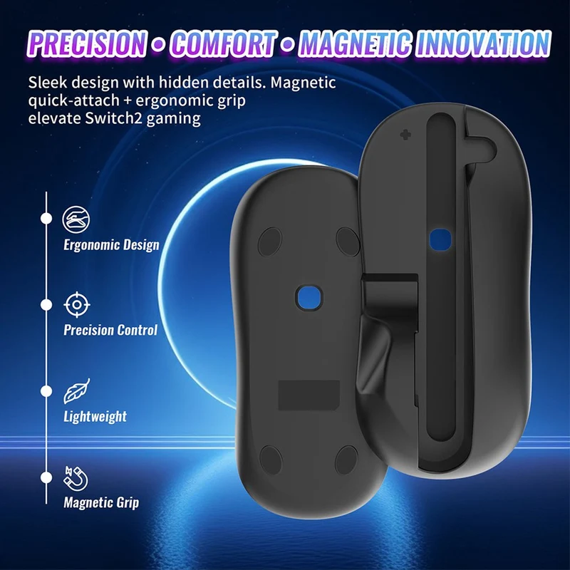 JYS Game Controller Mouse Stand with Mouse Pad (Black) for Nintendo Switch 2 Joy-Con (Set of 2)