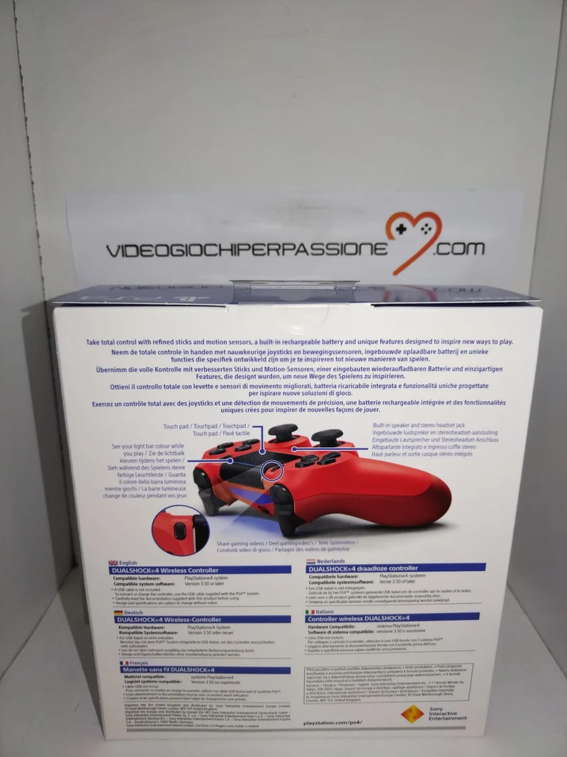 PlayStation 4 - Dualshock 4 Controller Wireless V2, Rosso (Magma Red) (ORIGINALE)