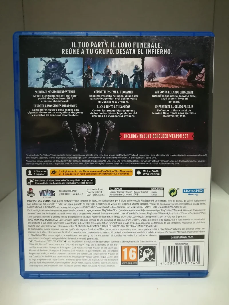 DUNGEONS E DRAGON DARK ALLIANCE PS5 (day one edition)(usato garantito)
