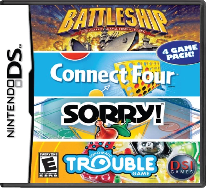 Battleship + Connect Four + Sorry + Trouble 4 Game Pack - Nintendo DS