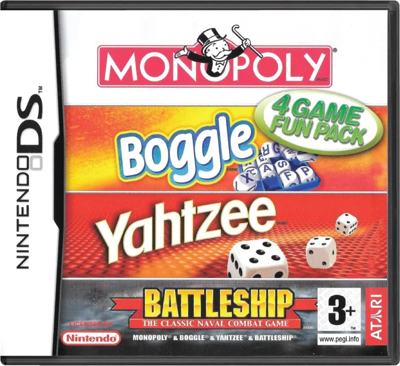 4 Game Fun Pack Monopoly + Boggle + Yahtzee + Battleship - Nintendo DS