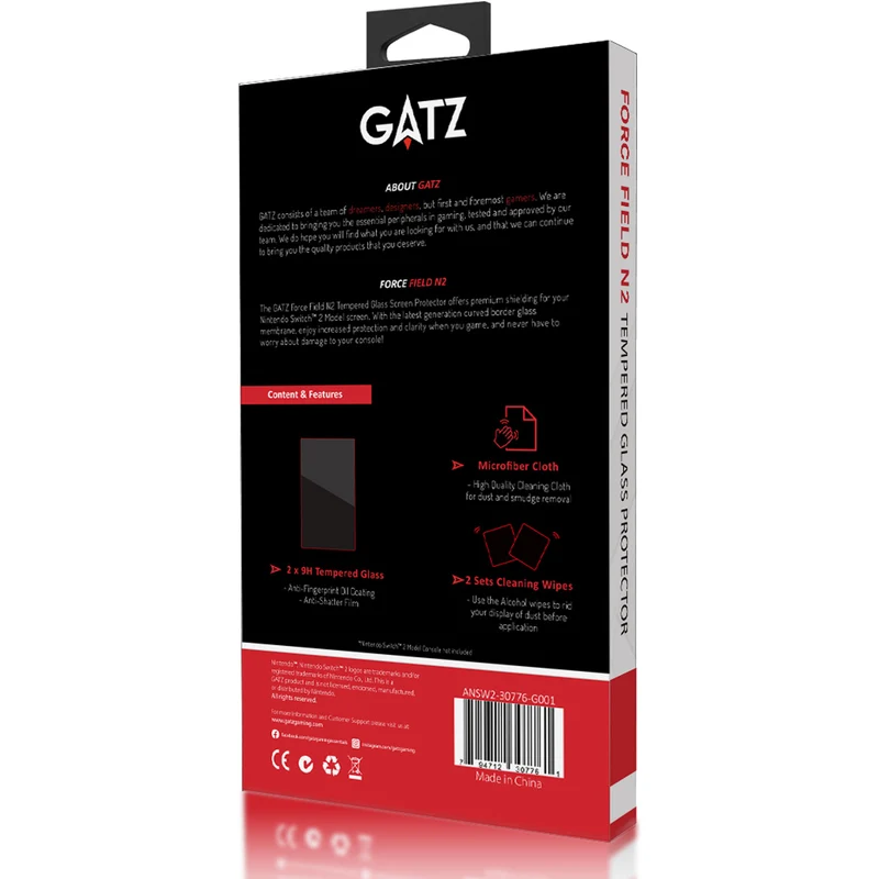 Gatz Force Field N2 Tempered Glass Protector For Nintendo Switch 2 (Set of 2)